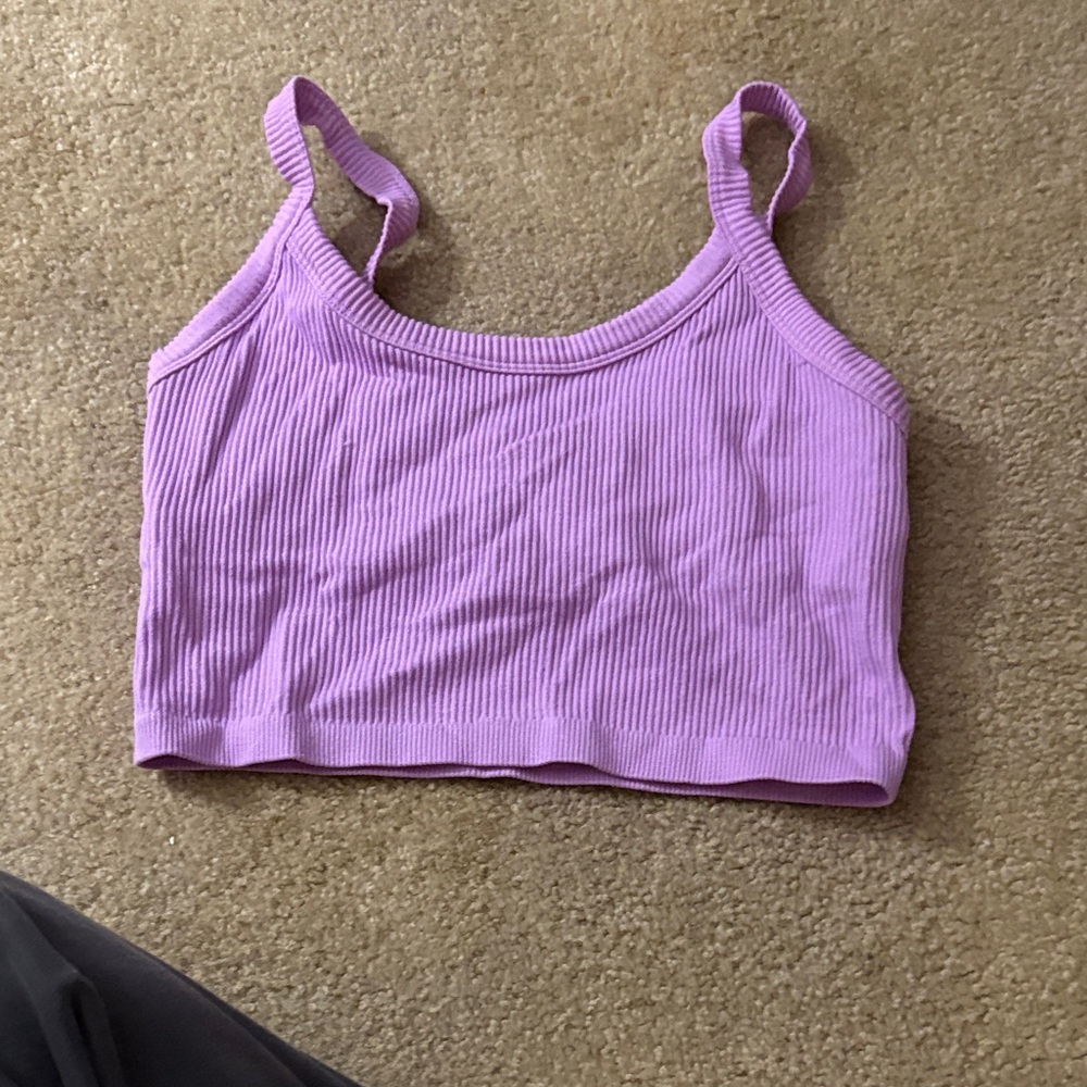 Purple Ribbed Women's Crop Top